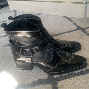 ASRA Black Leather Western Boot